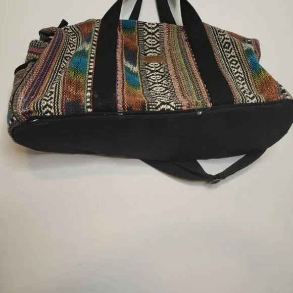 Roots African Prints Shoulder Crossbody Travel Luggage Duffle Bag Brown - Picture 4 of 13